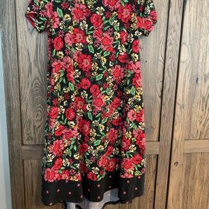 LuLaRoe - Carly Dress - floral w polka dot hem szM